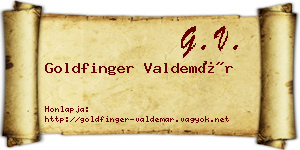 Goldfinger Valdemár névjegykártya